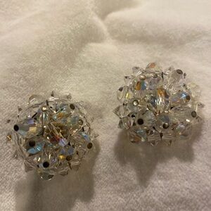 Vintage German Crystal Clip-On
Earrings, Marked Germany on back, Good Condition